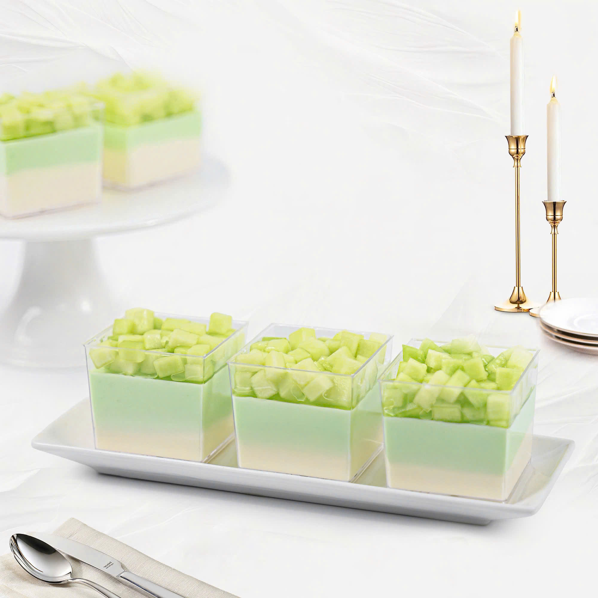 mousse dưa lưới mini cho teabreak tiệm bánh kim loan